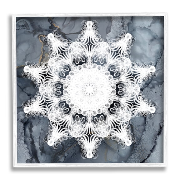 Stupell Industries Boho Medallion Pattern Abstract Painting White Framed Art Print Wall Art, 17 x 17