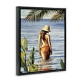 thumbnail image 4 of Stupell Industries Woman Wading Beach People Painting Black Floater Framed Canvas Art Print Wall Art, 25 x 31, 4 of 10
