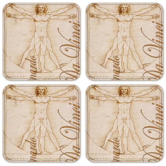 Vinyl Drink Coasters - Set of 4 - Da Vinci: Man