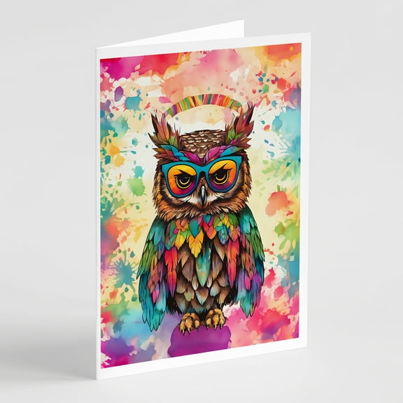 Hippie Animal Owl Greeting Cards Pack of 8 7 in x 5 in