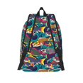 thumbnail image 2 of Lsque Colorful Carp Streamer Pattern Canvas Daypack, Durable Backpack, High-quality Versatile Backpack,Vintage Compact Backpack-Medium, 2 of 5