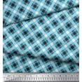 thumbnail image 2 of Soimoi Blue Cotton Voile Fabric Diagonal Check Print Fabric by Yard 42 Inch Wide, 2 of 3