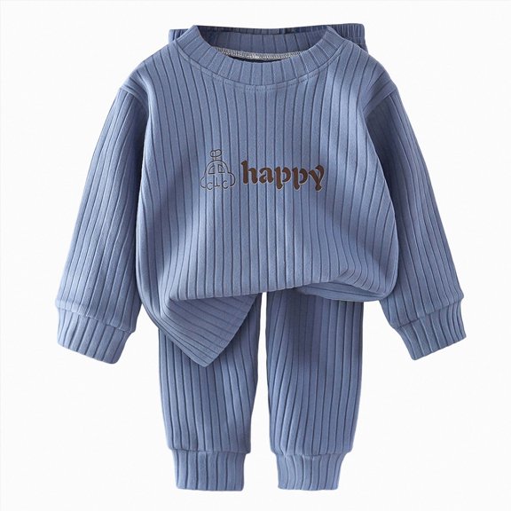 HFHAPW Toddler Boy Girl Pajamas Sleepwear Outfits Set Long Sleeves Top and Casual Pants Sweatsuit 2 Piece Fall Winter Clothing Set for Kids