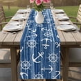 thumbnail image 4 of Navy Blue Anchor Nautical Cotton Linen Rectangle Table Runners 13"x60", Coastal Rudder Beach Coffee Table Runner Dresser Scarves Luxury Table Runners for Wedding Party Banquet Dinner Decor, 4 of 8