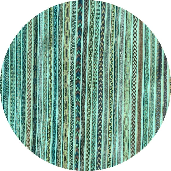 Ahgly Company Indoor Round Abstract Light Blue Modern Area Rugs, 6' Round