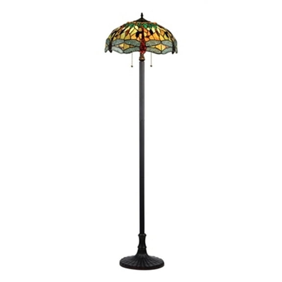 CHLOE Empress Tiffany-style 2 Light Dragonfly Floor Lamp 18" Shade