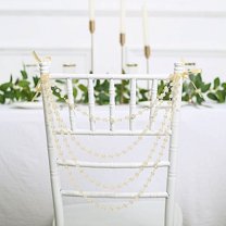 Balsa Circle 16 in Amber Pre-Tied Faux Pearl Garland Chiavari Chair Back Sash Beaded String Party Decorations