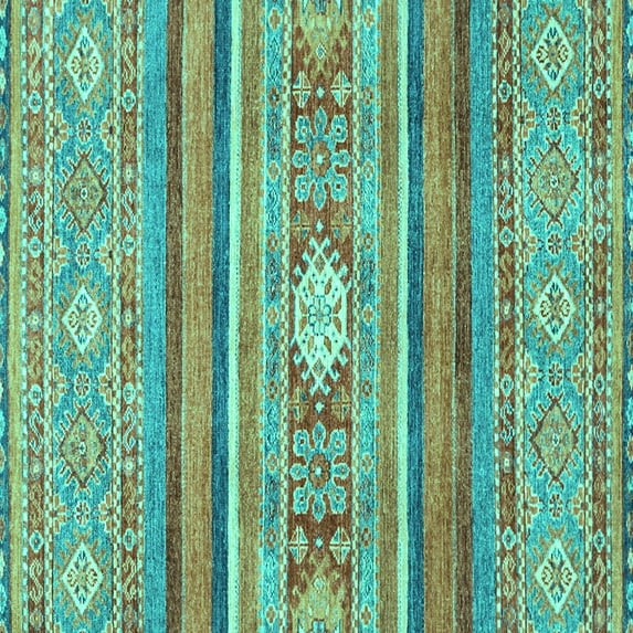 Ahgly Company Indoor Square Abstract Turquoise Blue Modern Area Rugs, 7' Square