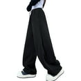 thumbnail image 3 of BiZtdJrK Fleece Sweatpants for Girls Solid Color Casual Drawstring Trouser Baggy Wide Leg Athletic Pants with Pockets Black, 3 of 10