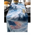 thumbnail image 2 of 4th of July Cotton Linen Table Runner 18 x 72 inch Blue Mountain Forest Independence Day Non-slip Rectangular Dining Table Decor for Wedding Party Holiday Dinner, 2 of 8