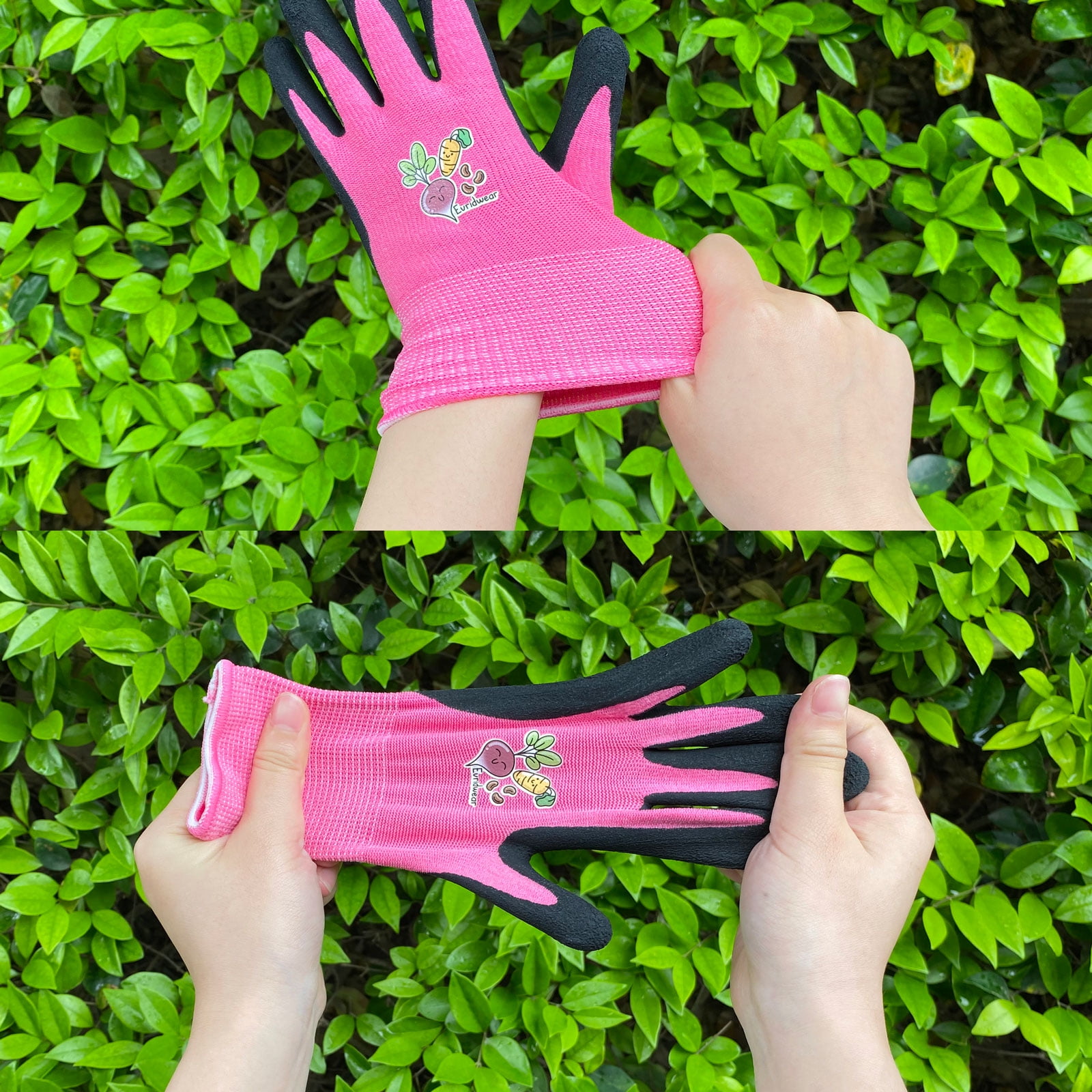 EvridWear Children Kids Gardening Latex Painting Work Gloves, M (7-9yr), Pink