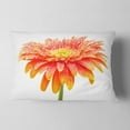 thumbnail image 2 of Designart Large Orange Gerbera on White - Floral Throw Pillow - 12x20, 2 of 5
