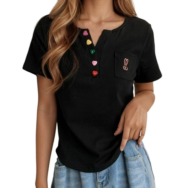 Chemises à Manches Courtes Femmes Haut à Manches Courtes T-Shirts Couleurs Unies Femmes Randonnée Chemise à Manches Longues T-Shirts Décontractés Unis pour Femmes Femmes Col en V Entraînement Col Roulé Dames Femmes Chemises Manches Courtes