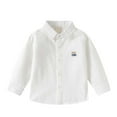 thumbnail image 2 of Tfken Boys Shirts Lapel Neck Long Sleeve Cartoon Print Tops For Kids Dressy Cute Comfortable White Tee Size 3-4 Years, 2 of 3