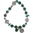 thumbnail image 2 of Semi-Precious Dyed Green Malachite Natural Jasper Bracelet with Flower Charm, 2 of 4
