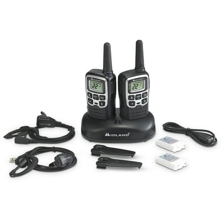 Midland  T51VP4 Two-Way Radios 2-Pk 28-mile 22-Channel, Black