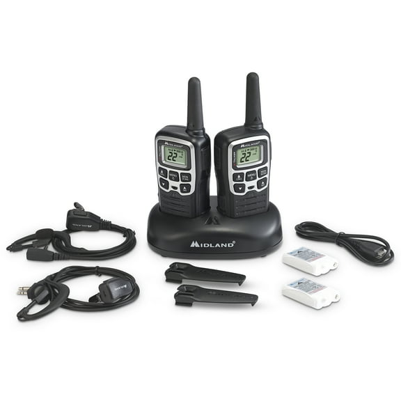 Midland T51VP4 Two-Way Radios 2-Pk 28-mile 22-Channel, Black