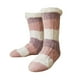 thumbnail image 1 of Beige Calcetines de invierno trenzados con forro de felpa para mujer, calcetines con forro de felpa, rayas de colores en contraste, suaves, esponjosos, cálidos, antideslizantes, me, 1 of 4