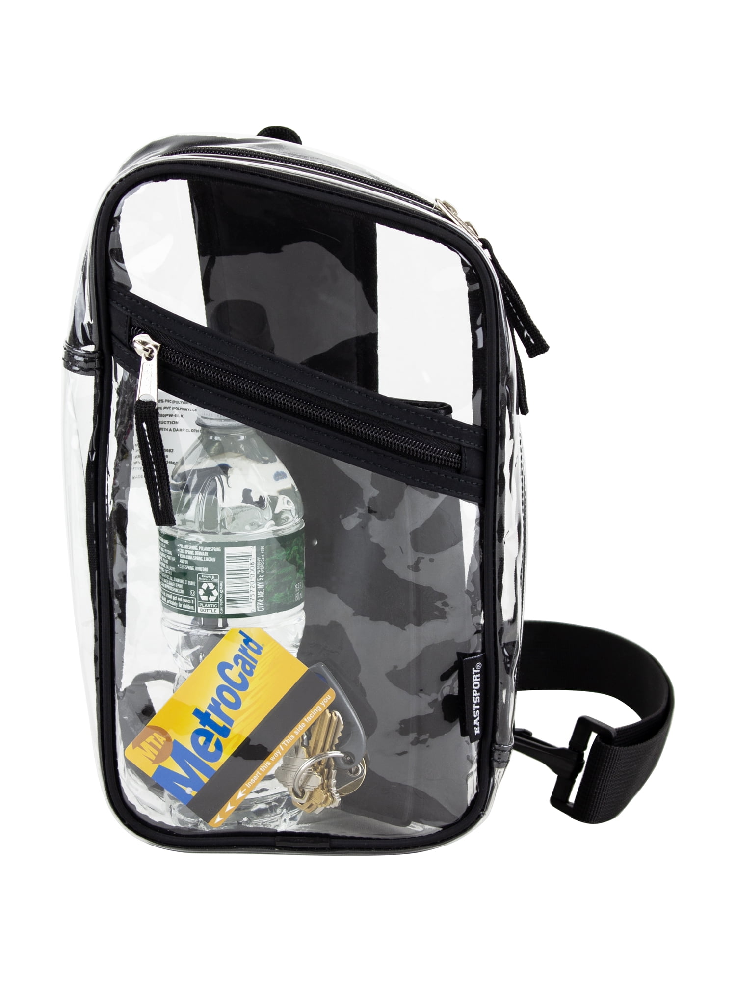 Eastsport Unisex Clear Stadium Approved Sling Gear Bag, Black Trim