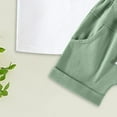 thumbnail image 4 of HCNTES Toddler Boys Girls Short Sleeve Clothing Children Patchwork Color Pocket Tops Shorts Outfits(6-12 Months,Light Green), 4 of 7