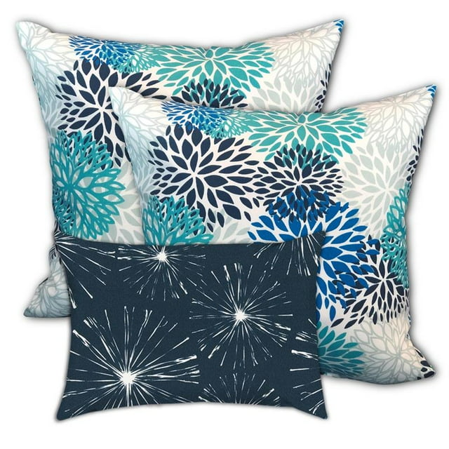 Joita Coussin Intérieur/extérieur Star - Tissu Polyester Bleu (Lot de 3)