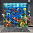 thumbnail image 5 of Cortina de ducha de poliéster con impresión digital 3D de Underwater World, resistente al agua, para el hogar, 5 of 5