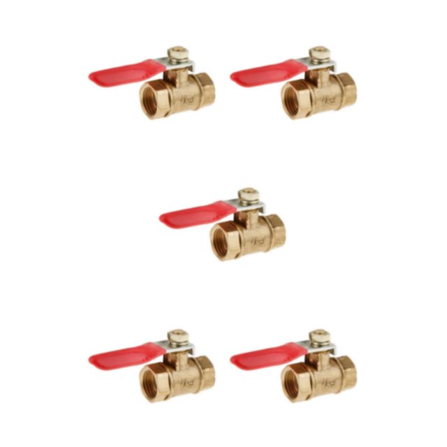 Thinsony Various Type Ball Valve Threaded Brass Valve Ball FF 12mm Red 5Set