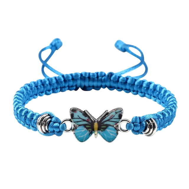 Pulseras para mujer, regalos para mujer, pulsera para enamorados, pulsera tejida a mano para San Valentín, joyería para novias, pulsera con dije de mariposa.