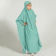 thumbnail image 2 of IBTOM CASTLE Kids Girls Long Sleeve Full Cover Hijab Kaftan Dubai Islamic Prayer Dress Abaya Muslim Hooded Robe Ramadan Clothing 6-7 Years Light Green, 2 of 8
