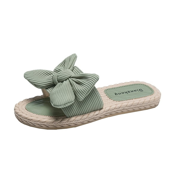 Women's Espadrille Beach Slides Boho Bowknot Open Toe Dress Slippers Casual Summer Vintage Slip On Platform Sandals