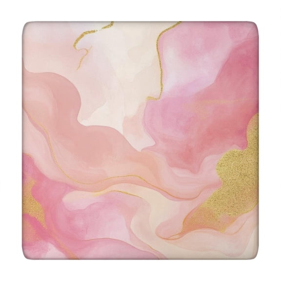 Pink Gold Wave Marble Pattern Square Fitted Tablecloth with Elastic Edge,Square Table Cover,Washable Elastic Table Cover for Home Kitchen Party Decor 34"x34"