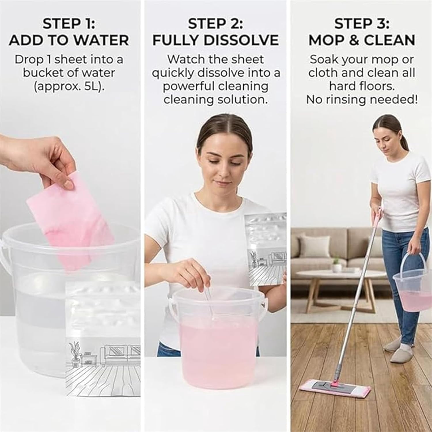 Ivovex Floor Cleaning Sheets, 100 Piece Floor Cleaning Tablets, Multiple Effect the Floor Clean, Floor Cleaner Tablets, Dissolvable Deep Cleaning Solution, For Hardwood, Tile & More (Blue, 100Pcs)