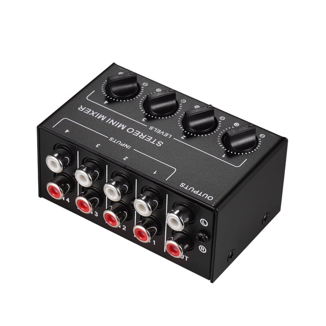 Yeacher Mini Stereo Audio Mixer with 4-Channel RCA Inputs Separate Controls Full Metal Shell