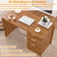 thumbnail image 4 of Fluted Executive Desk, 48" Modern Wood Office Desk with File Drawer & Metal Handles, Home Writing Study Computer Table for Work Study, Tea Brown, 4 of 9