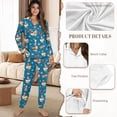 thumbnail image 6 of DISNIMO 2 Pack Pajama Sets for Womens Rooster Snowflake Printed Long Sleeve Button Down Sleepwear Soft V Neck Pjs Loungewear Nighwear with Long Pajama Pants, 6 of 7