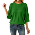 thumbnail image 3 of CAIXIA Lightweight Sweaters For Women Crewneck 3/4 Sleeve Loose Slim Long Sleeve Pullover Tops Thin Basic Clothes Layering Shirts Work Outfits Fall Winter Clothes,Green, 3 of 7