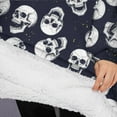 thumbnail image 3 of Oversized Wearable Blanket Hoodie,Navy Skull Pattern Sherpa Blanket Hoodie with Super Pockets,Super Warm Fuzzy Pullover for Women & Men, 3 of 6