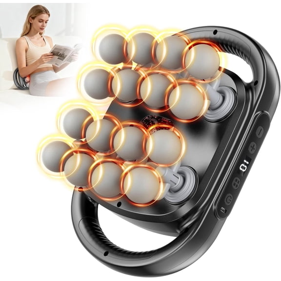 CNV Handheld Multi-Head Body Massager with 16 Massage Nodes, 30 Speed Levels Professional Electric Back Massager for Shoulder and Waist Relaxation, Ergonomic Percussion Tool for Home Wellness