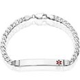 thumbnail image 2 of 14K Solid White Gold Medical Alert Curb Link Name Bar Identification ID Bracelet, 2 of 4