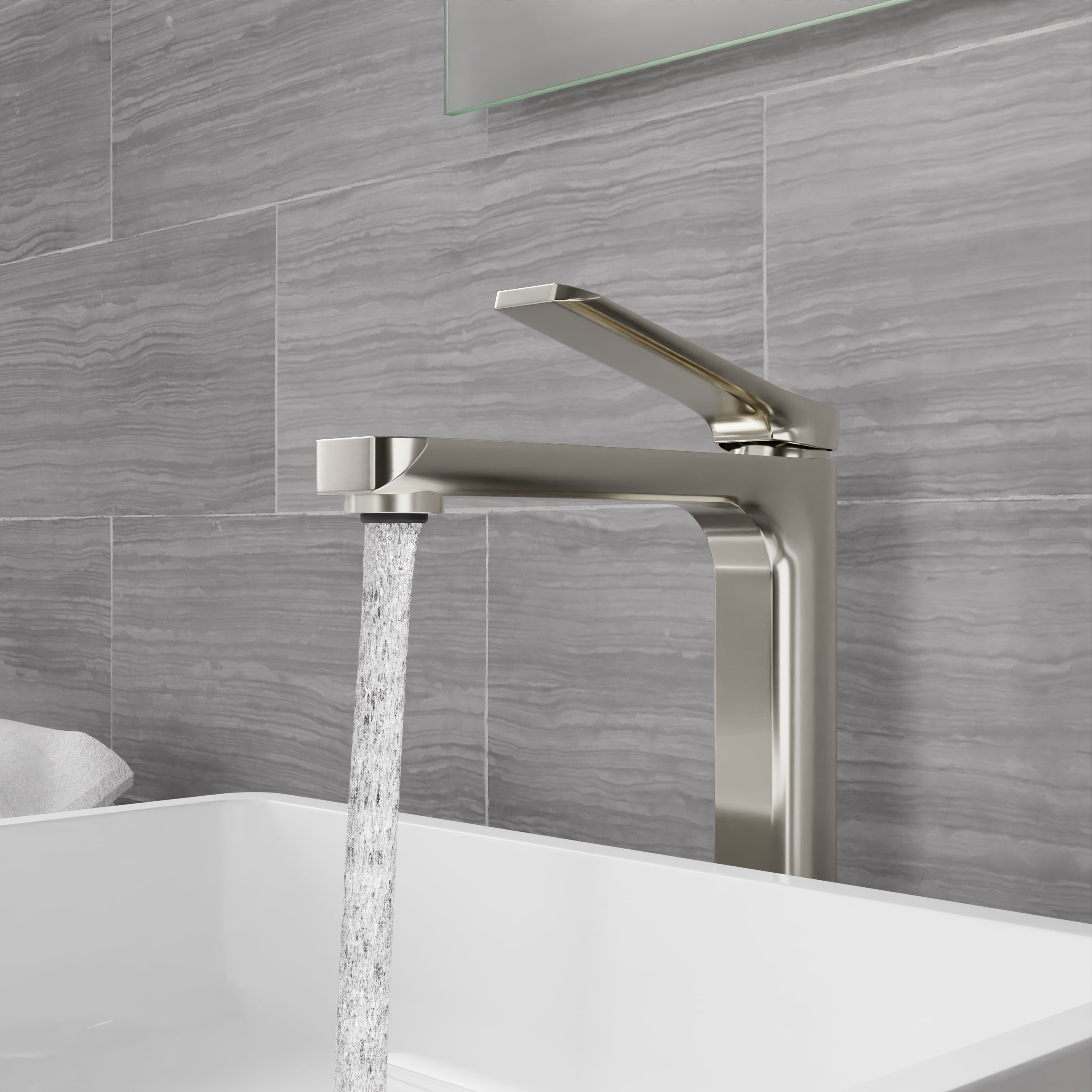 ANZZI Single Handle Single Hole Bathroom Vessel Sink Faucet With Pop-up Drain in Brushed Nickel