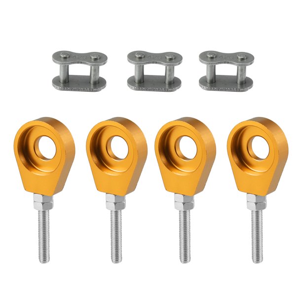 4uds 12mm Motocicleta Cadena Ajustador Tensor con 420 Eslabones Amarillo