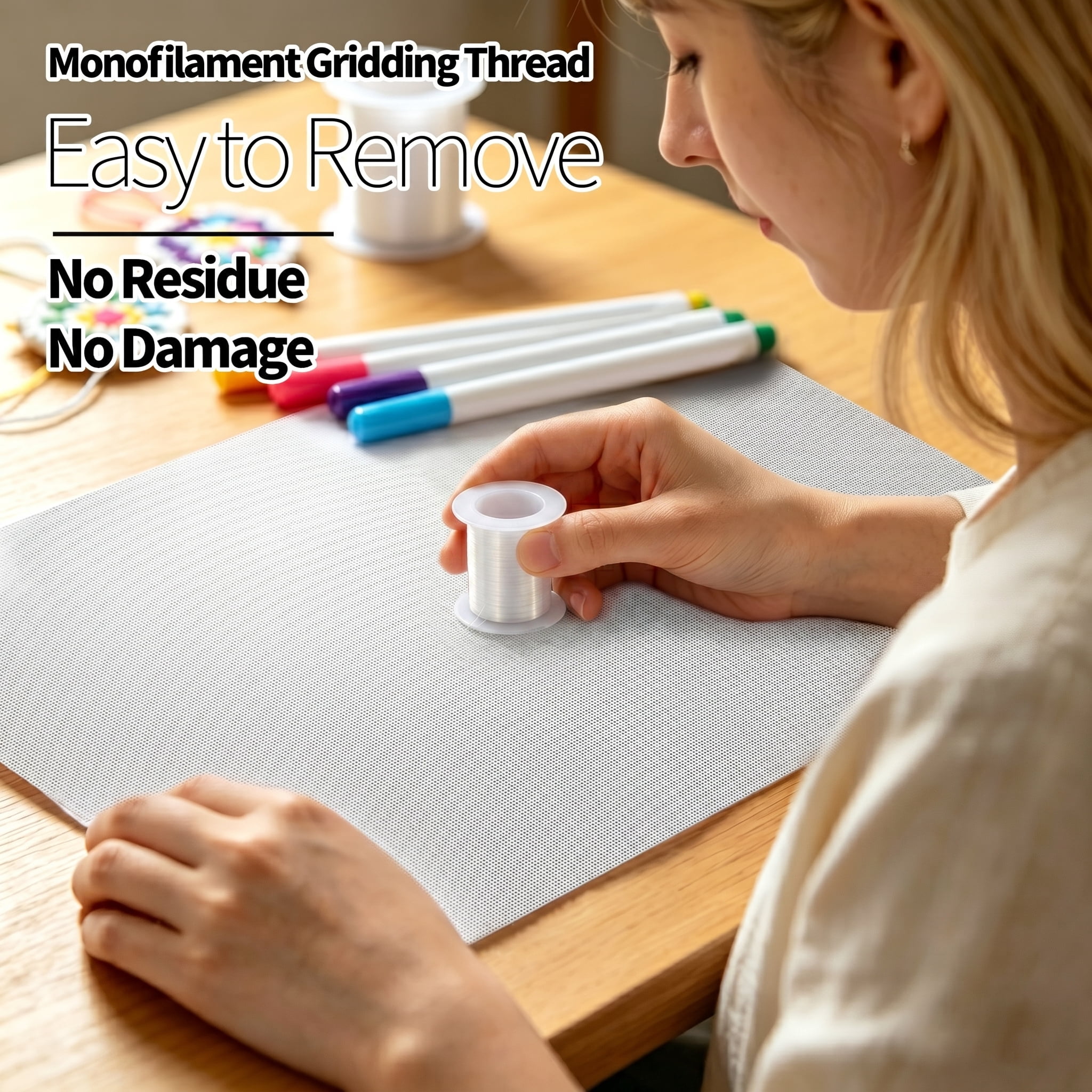 HI-REEKE 18 Mesh Needlepoint Canvas Blank Canvas Sheets Kit with Gridlines and Markers 4PCS 12x 18 Inch White