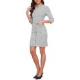 thumbnail image 4 of INSPIRE CHIC Tweed Dress for Women Vintage 3/4 Sleeve Business Work Sheath Dress M Black, 4 of 6
