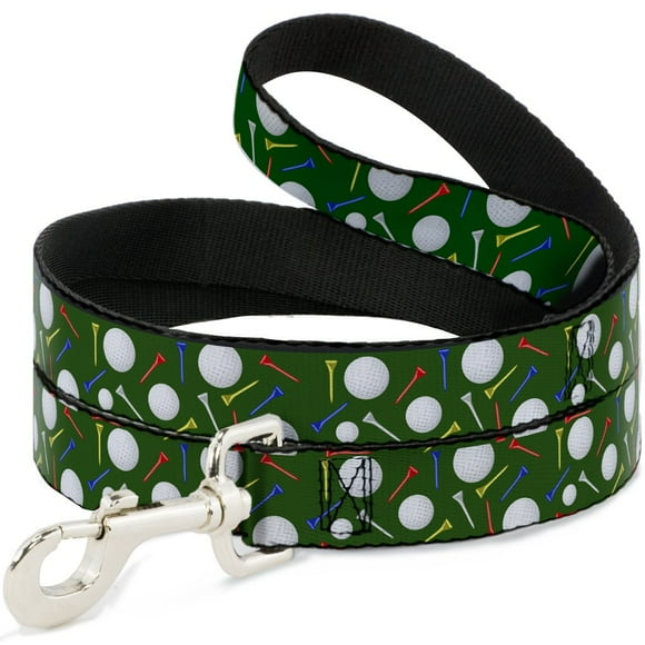 Dog Leash Golf Balls Tees Scattered Green Multi Color 6 Feet Long 1.0 Inch Wide