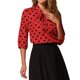 thumbnail image 4 of BLUSA DE CUELLO CON LAZO Y PUÑO ELÁSTICO IMPRESA PARA MUJERES CHIC INSPIRADA L ROJA, 4 of 5