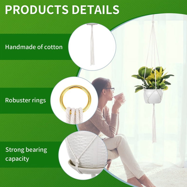 Prdigy Macrame Plant Hangers, 4-Pack Cotton Rope photo 3