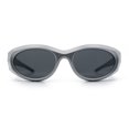 thumbnail image 5 of Oval Geometric Dimensional Diamond Cut Bevel Plastic Sport Sunglasses Silver - Black, 5 of 8