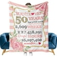 thumbnail image 1 of LHSHID 50th Birthday Gifts for Women Gifts for 50 Year Old Womens Blanket 50th Birthday Decorations Gifts Ideas for Her Wife Sister Mom Grandmother Friends Cozy Soft Flannel Throw Blanket 40"x50", 1 of 6