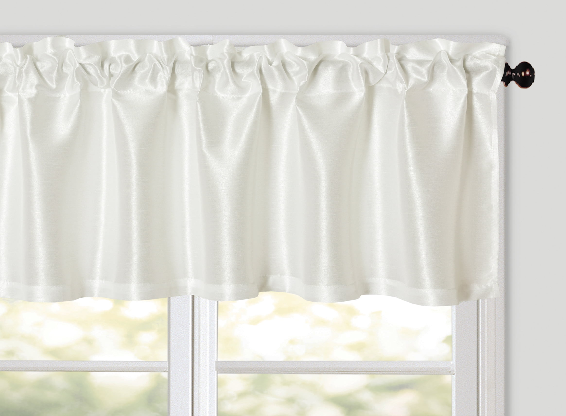 Aiking Home Solid Faux Silk window Valance, Ivory-Size 56''x16 ...