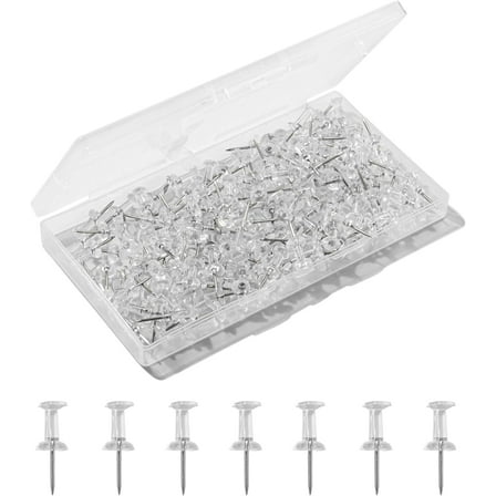 100 Pcs Clear Push Pins, Standard Thumb Tacks Steel Point and Plastic Head, Push Pins for Cork Board, Bulletin Board and Wall